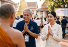 บทที่ 6: ศิลปะการสื่อสารและการทำงานร่วมกับกัลยาณมิตร Volunteers bowing with respect