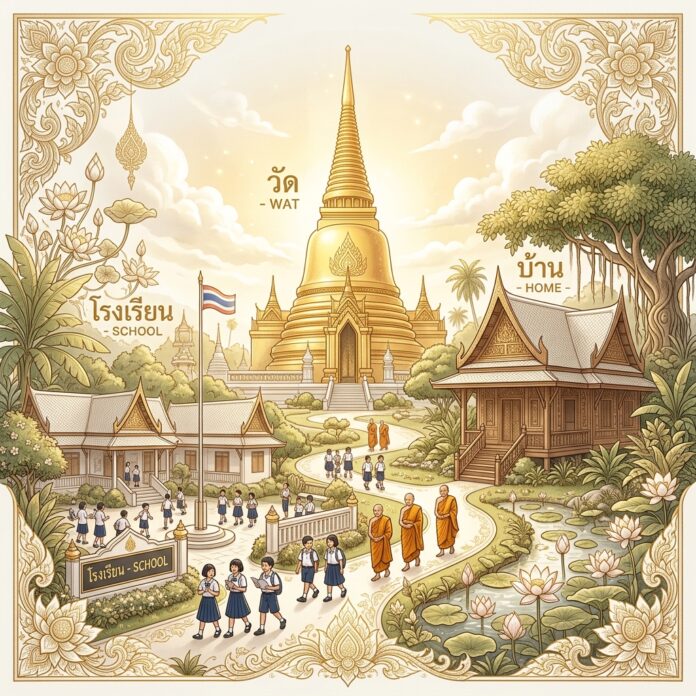 ภาพมงคลชีวิต 38 ประการ ศิลปะไทย บ้าน วัด โรงเรียน (บวร) ภาพศิลปะไทยมงคลชีวิต 38 ประการ บ้าน วัด โรงเรียน